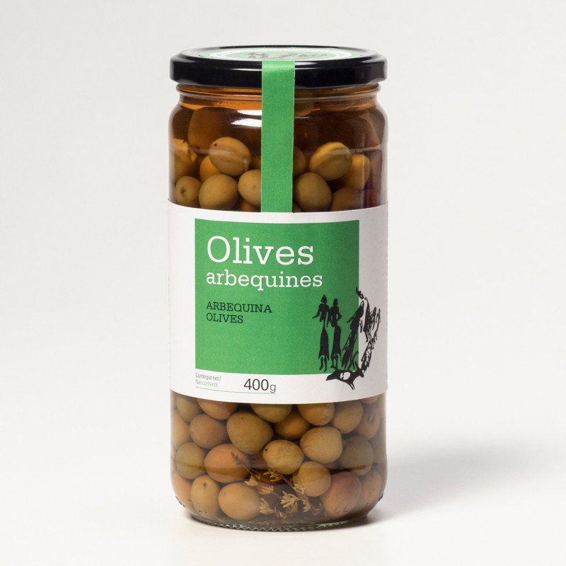 Arbequina Oliven 400 g. Natives Olivenöl Extra