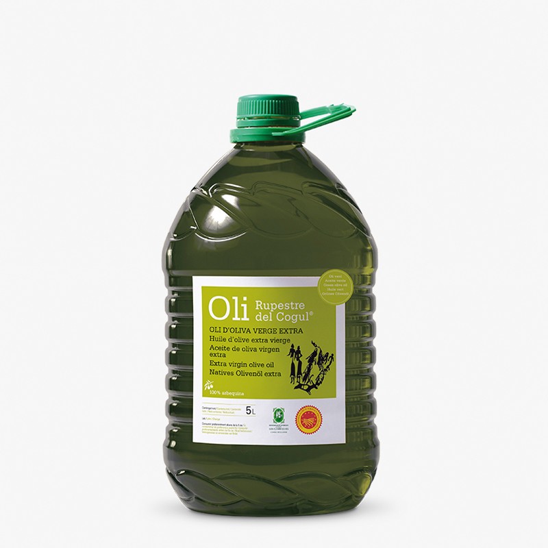 Bonbonne en plastique de 5 Litres Non Filtrée. Huile d'Olive Vierge Extra  Verte Garrigues Arbequina