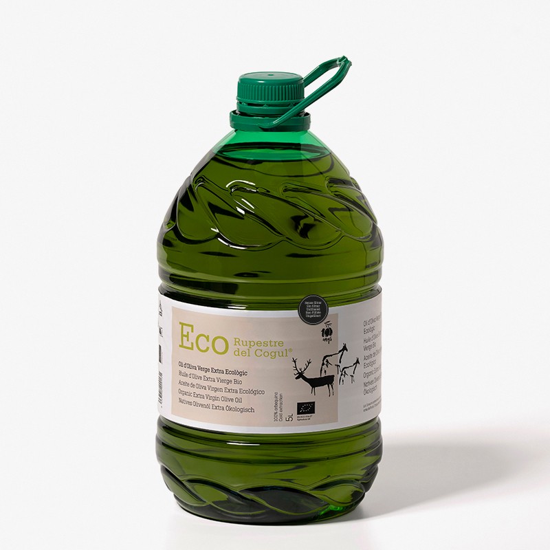 Garrafa de plàstic de 5 Litres Ecològic sense filtrar - Oli d'Oliva Verge extra Ecològic - 100% Arbequina - DOP Les Garrigues