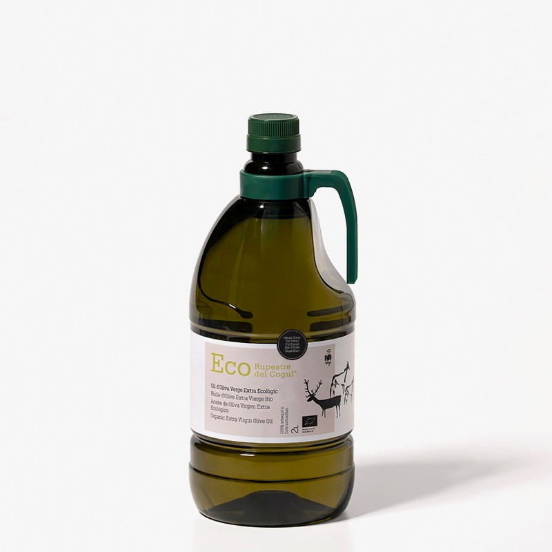 Garrafa de plàstic de 2 Litres Ecològic sense filtrar - Oli d'Oliva Verge extra Ecològic - 100% Arbequina - DOP Les Garrigues